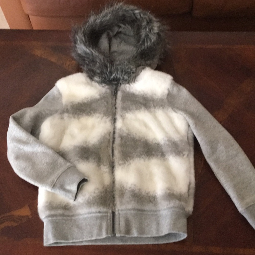 Girl faux fur hoodie Size 7